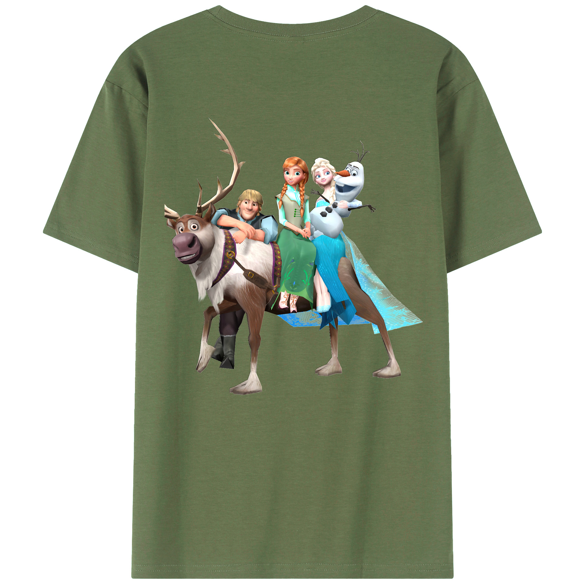 （画像用） アナと雪の女王 アンナ エルサ Frozen Anna Elsa 綿100％ メンズ半袖Tシャツ（バックプリント） 通気性